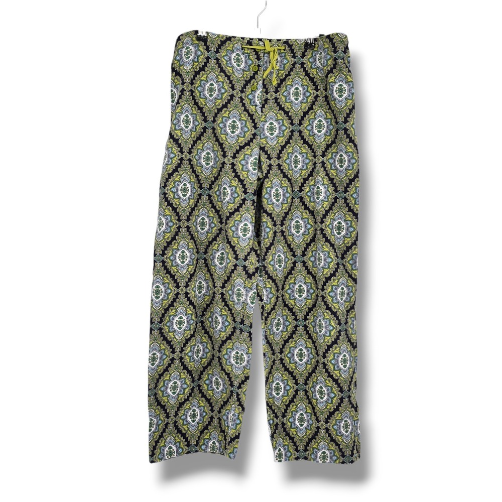 Vera Bradley Womens Medallion Paisley Corduroy Pajama Pants Green Blue Navy XL